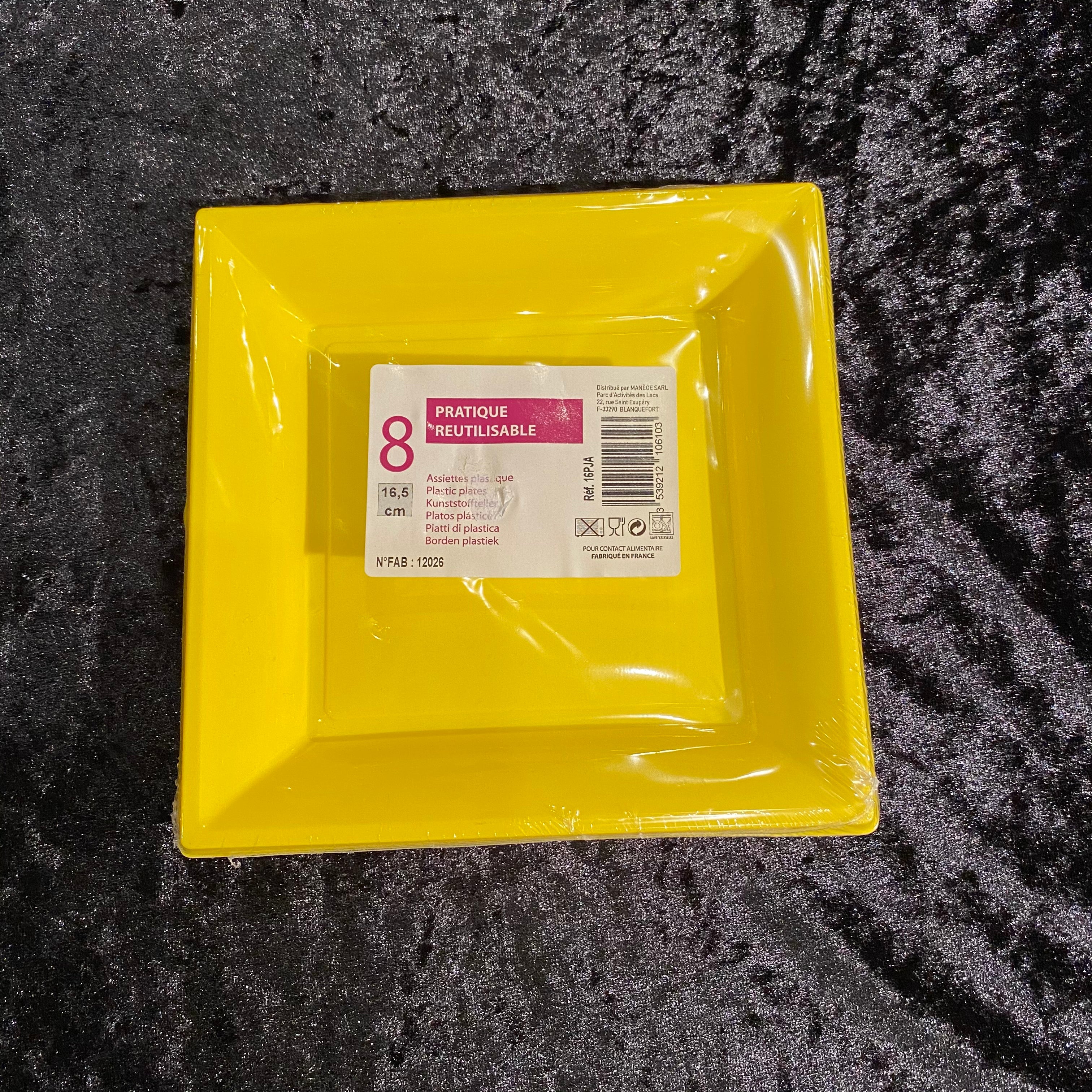 8 assiettes carrées plastique 16,5cm
