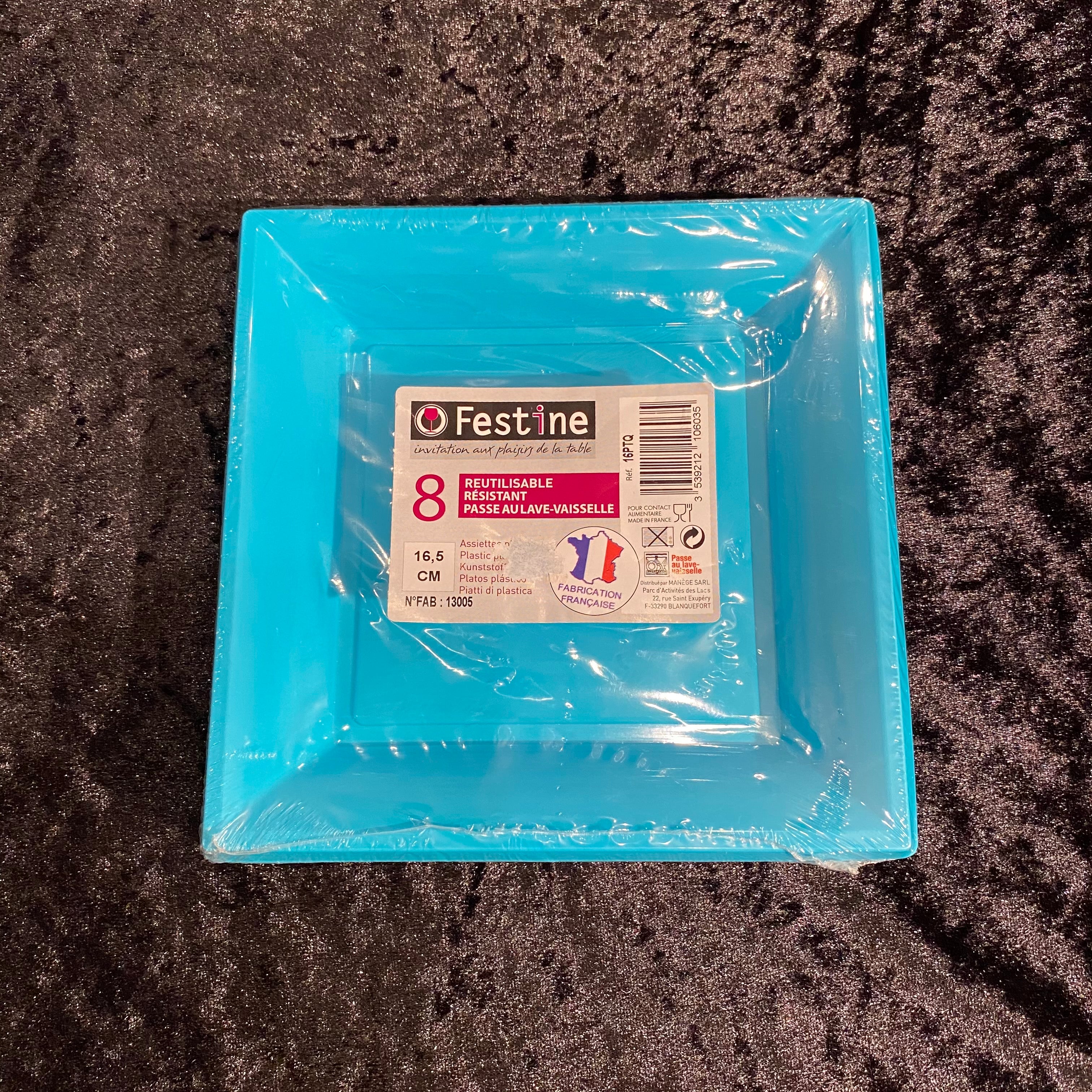 8 assiettes carrées plastique 16,5cm