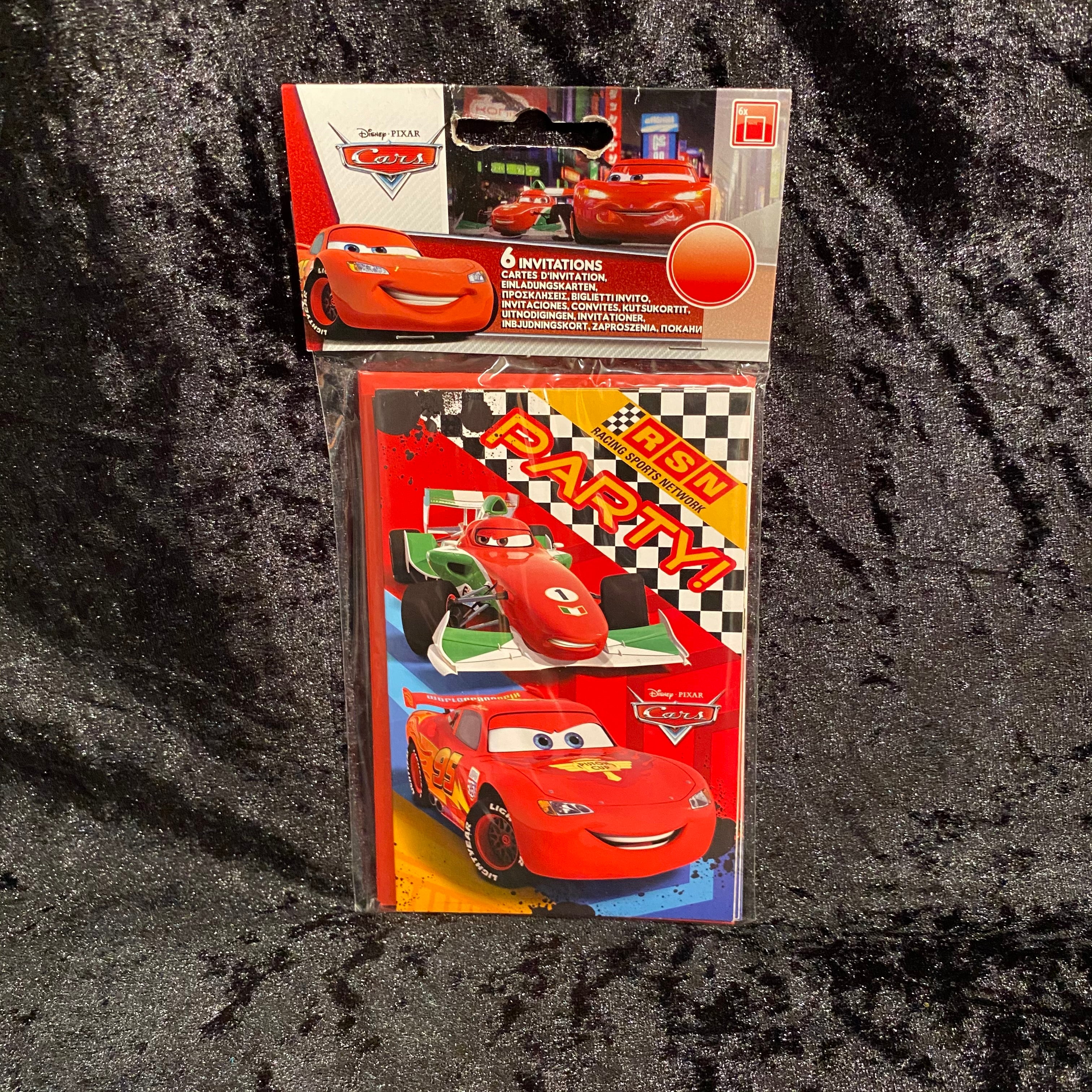 6 cartes invitations et enveloppes cars