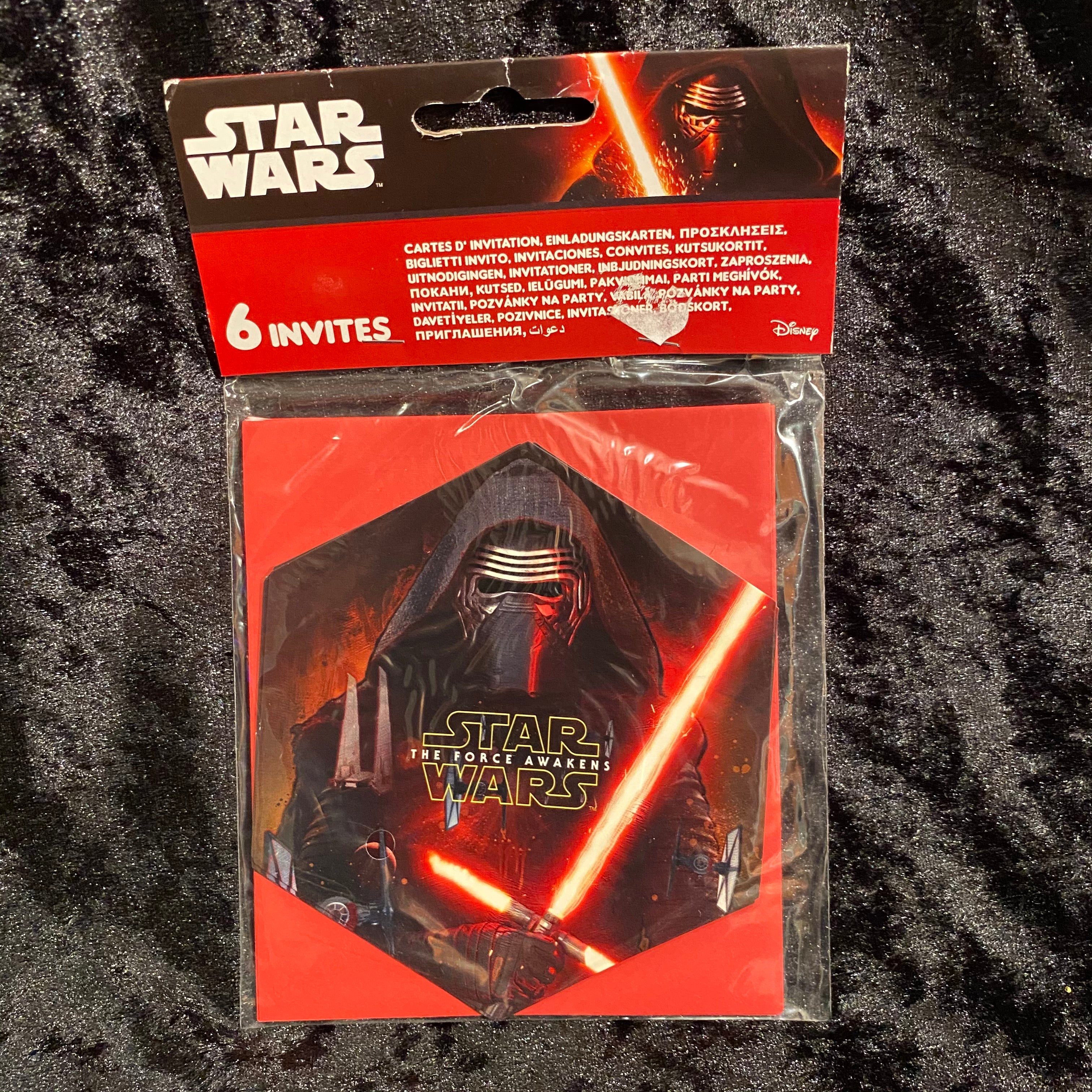 6 cartes invitations et enveloppes. star wars vii