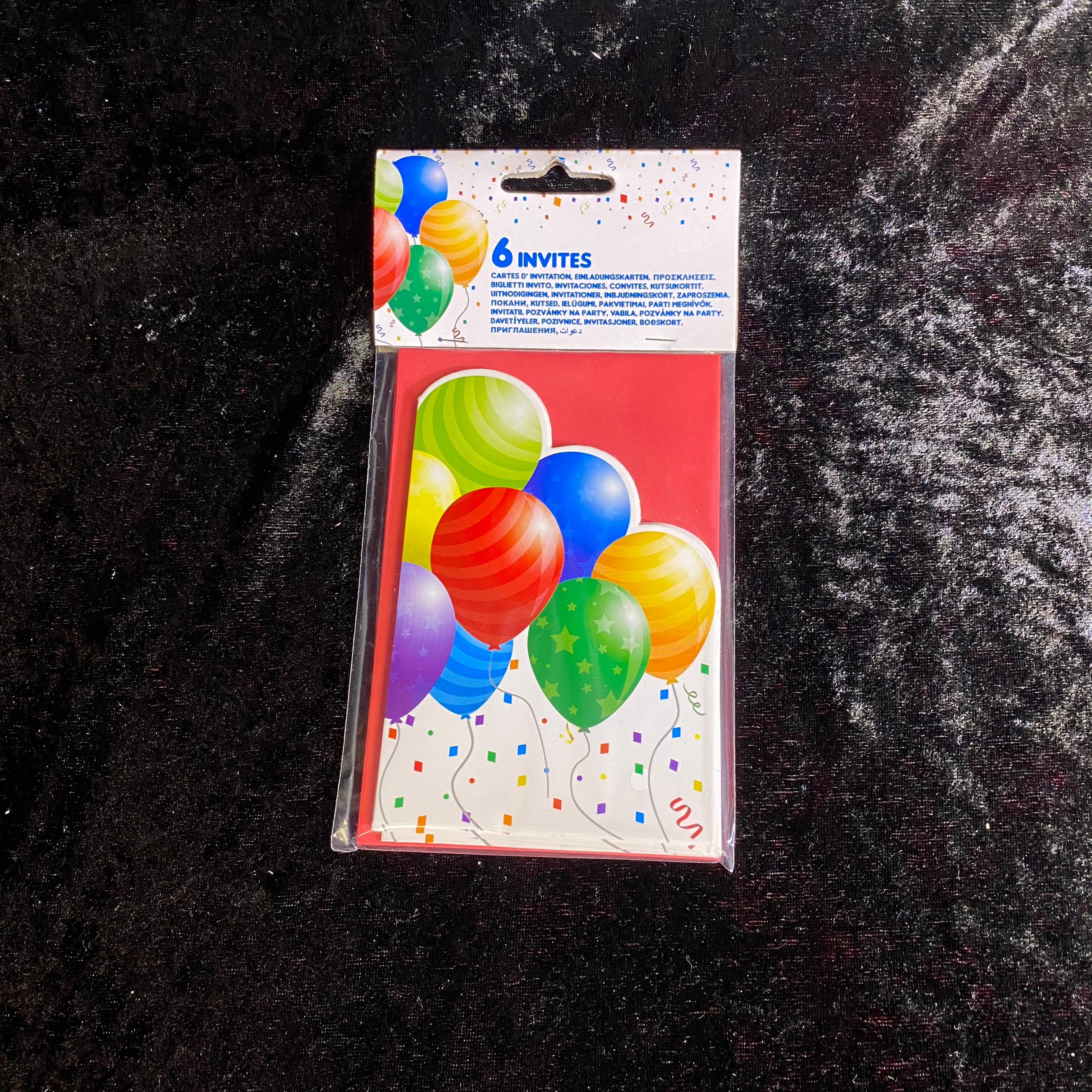 6 cartes invitations et enveloppes ballons celebration