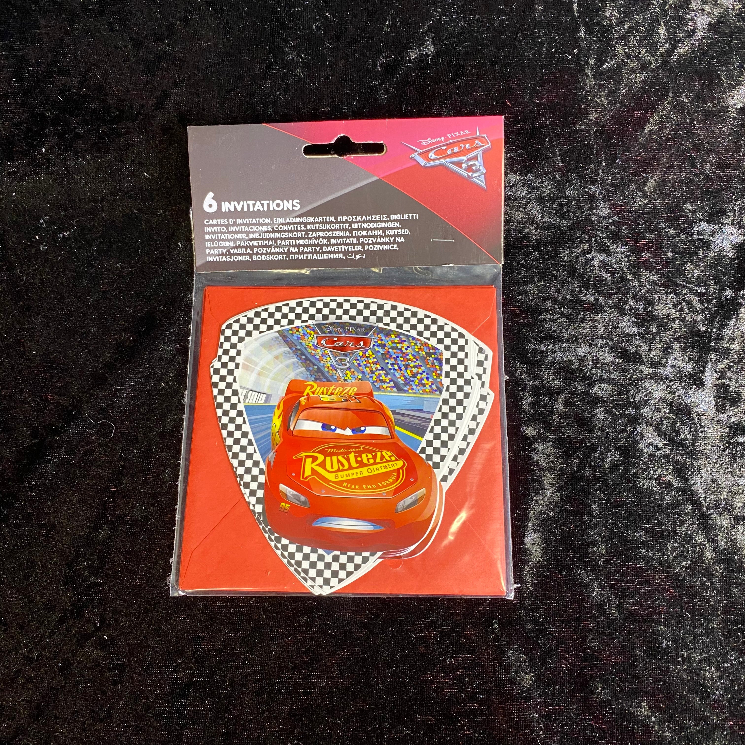 6 cartes invitations et enveloppes cars