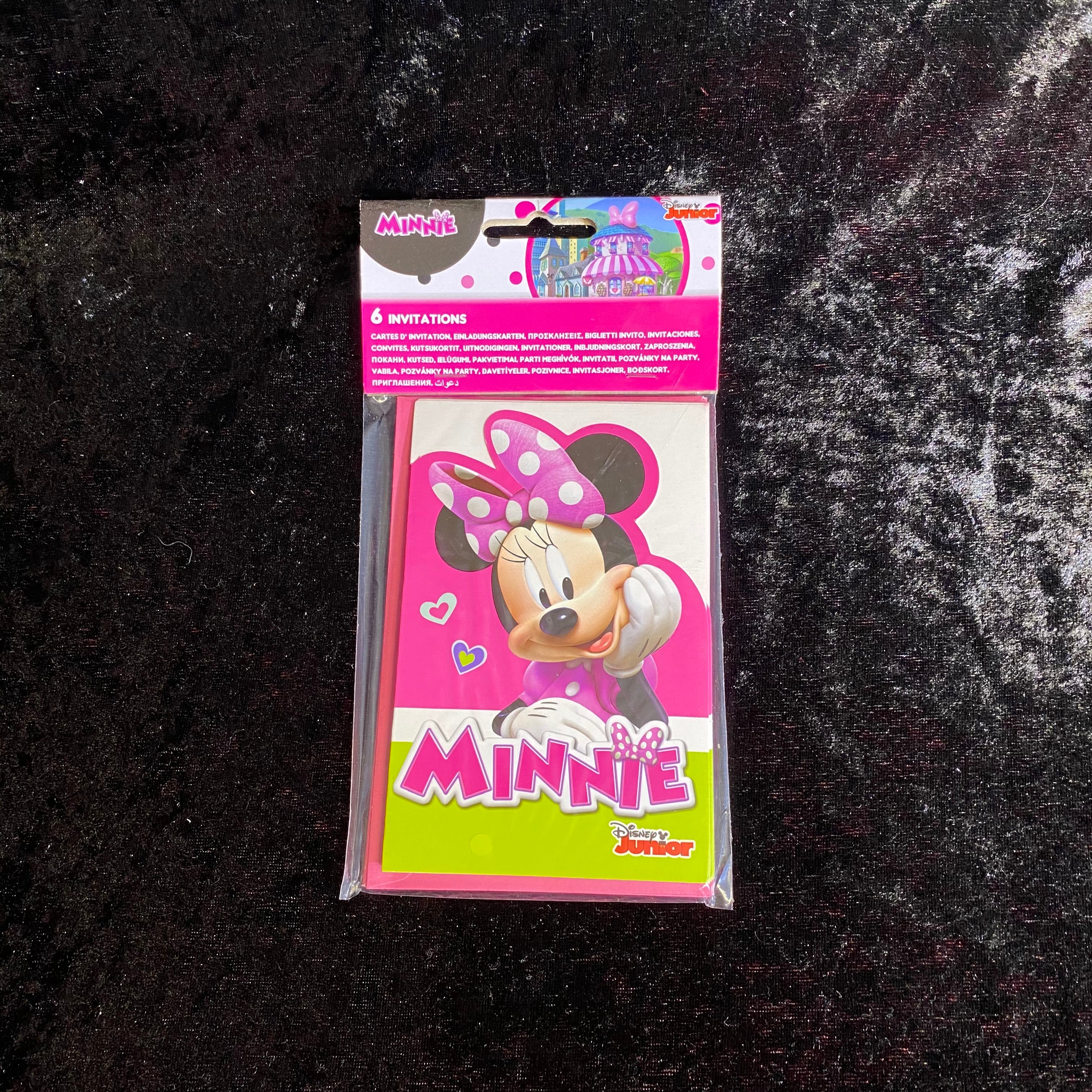 6 cartes invitations et enveloppes Minnie