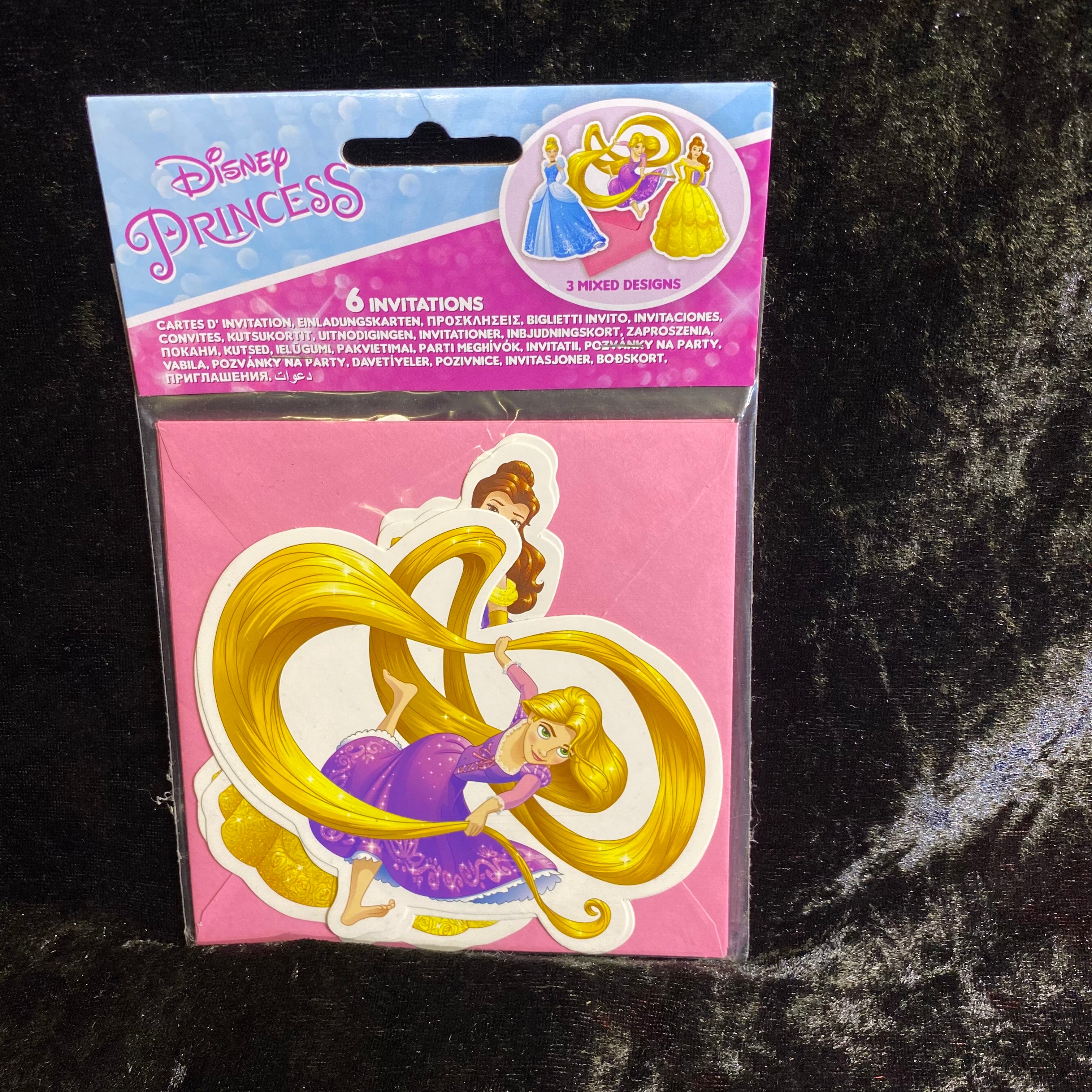 6 cartes invitations et enveloppes princess
