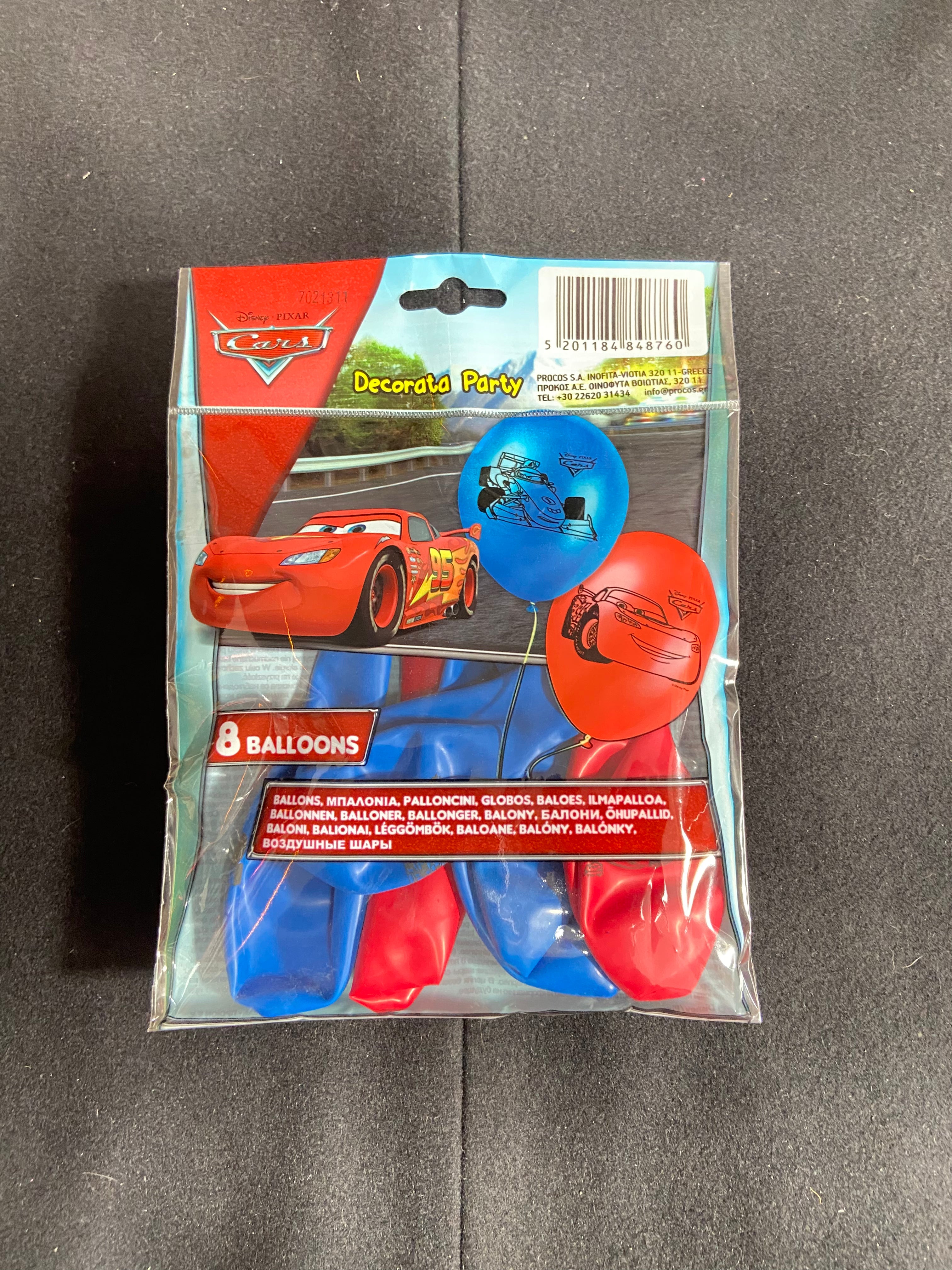 8 ballons imprimés Cars