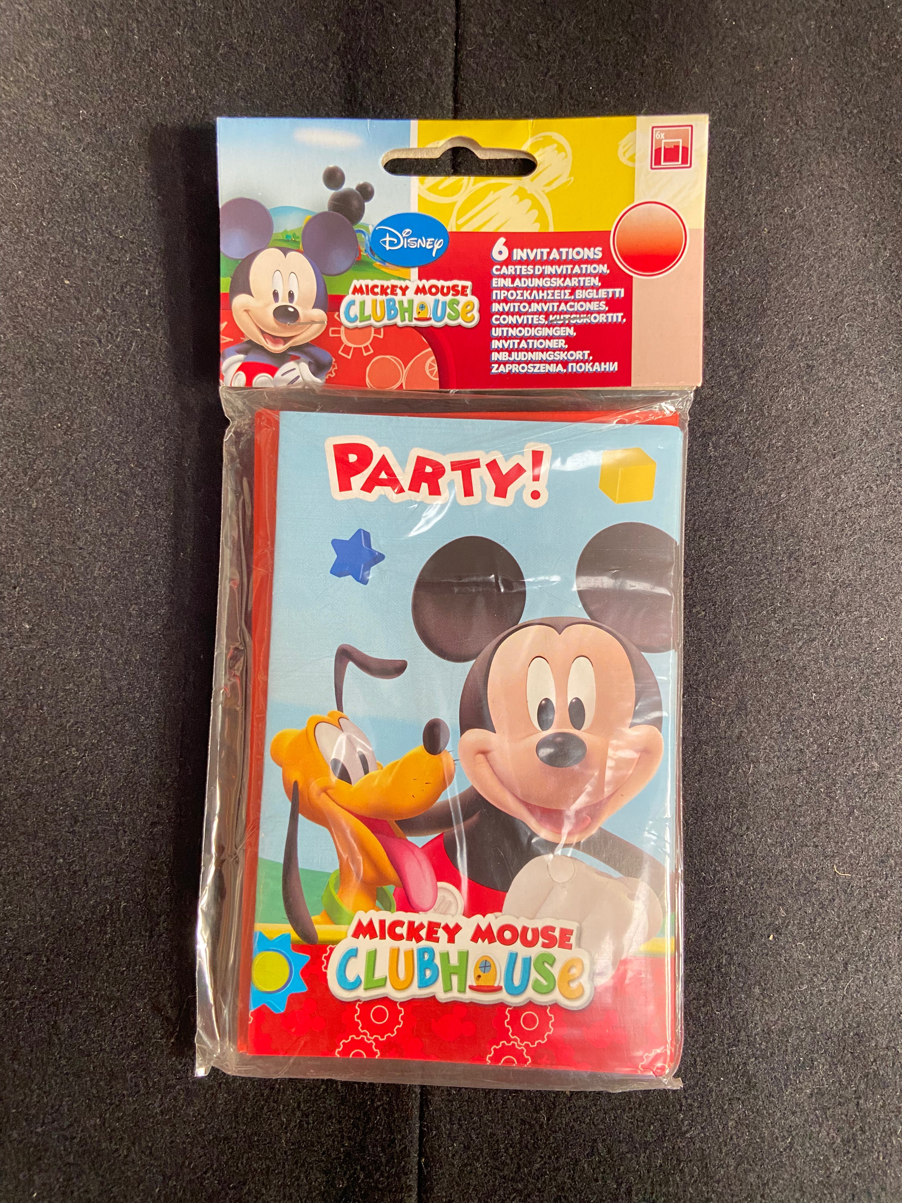 6 cartes invitations et enveloppes mickey