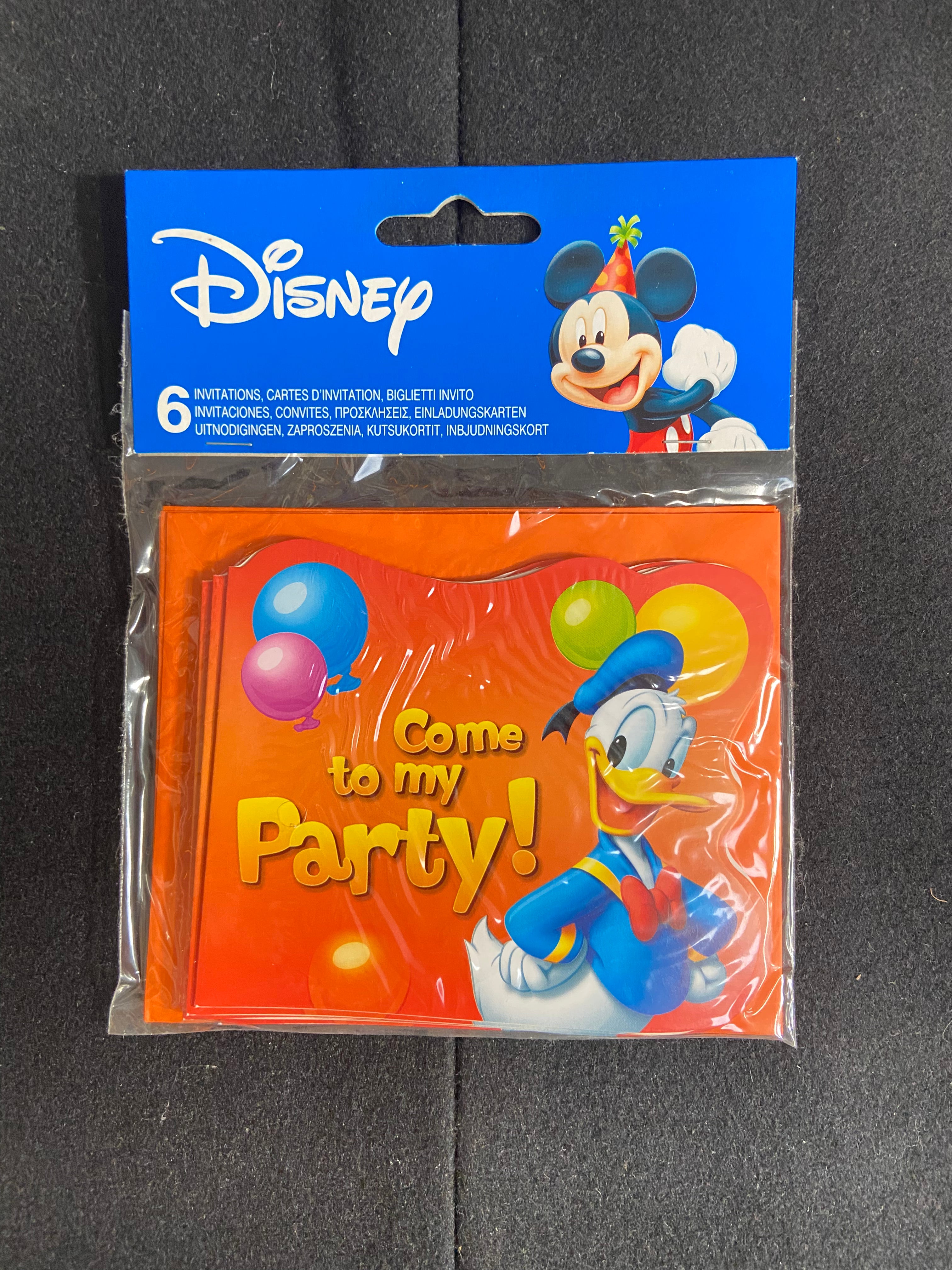 6 cartes invitations et enveloppes mickey