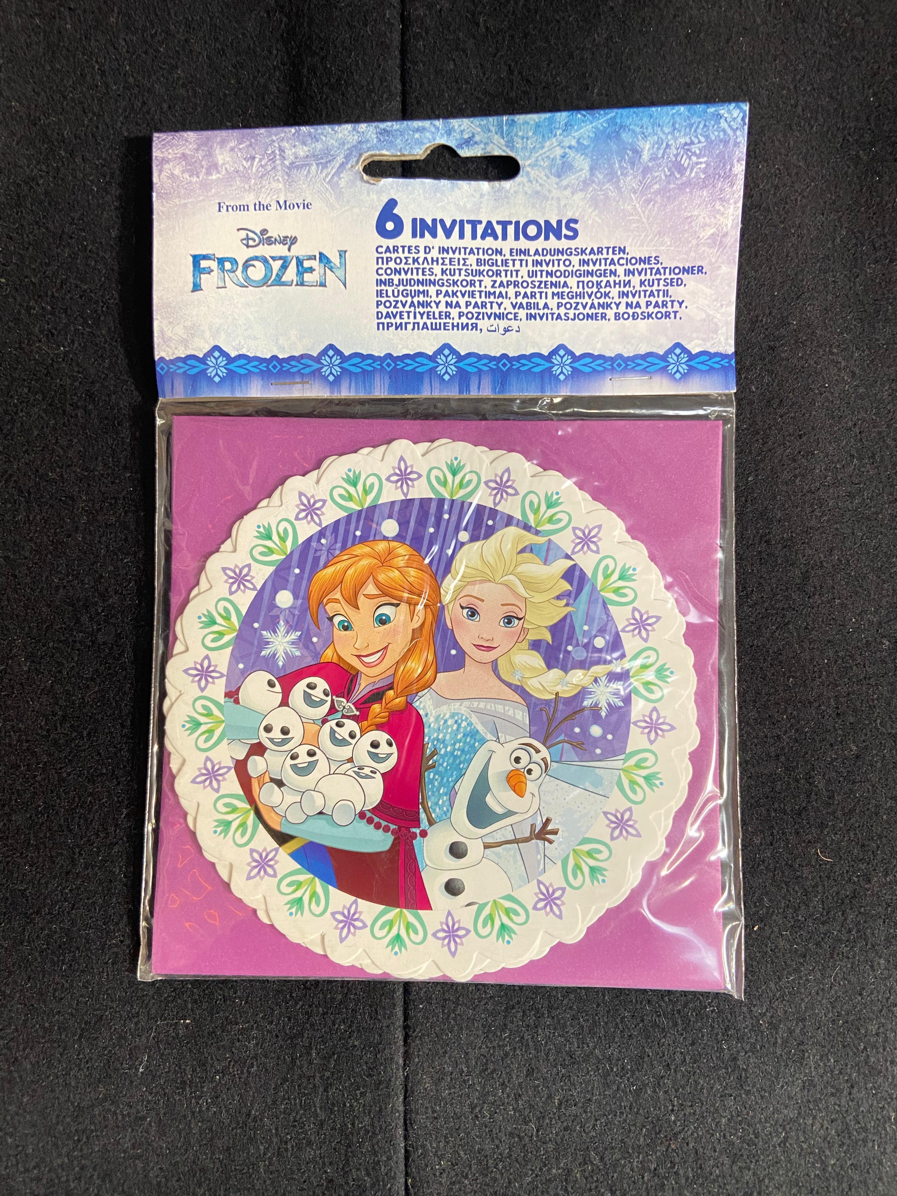 6 cartes invitations et enveloppes Reine des Neiges Flocons