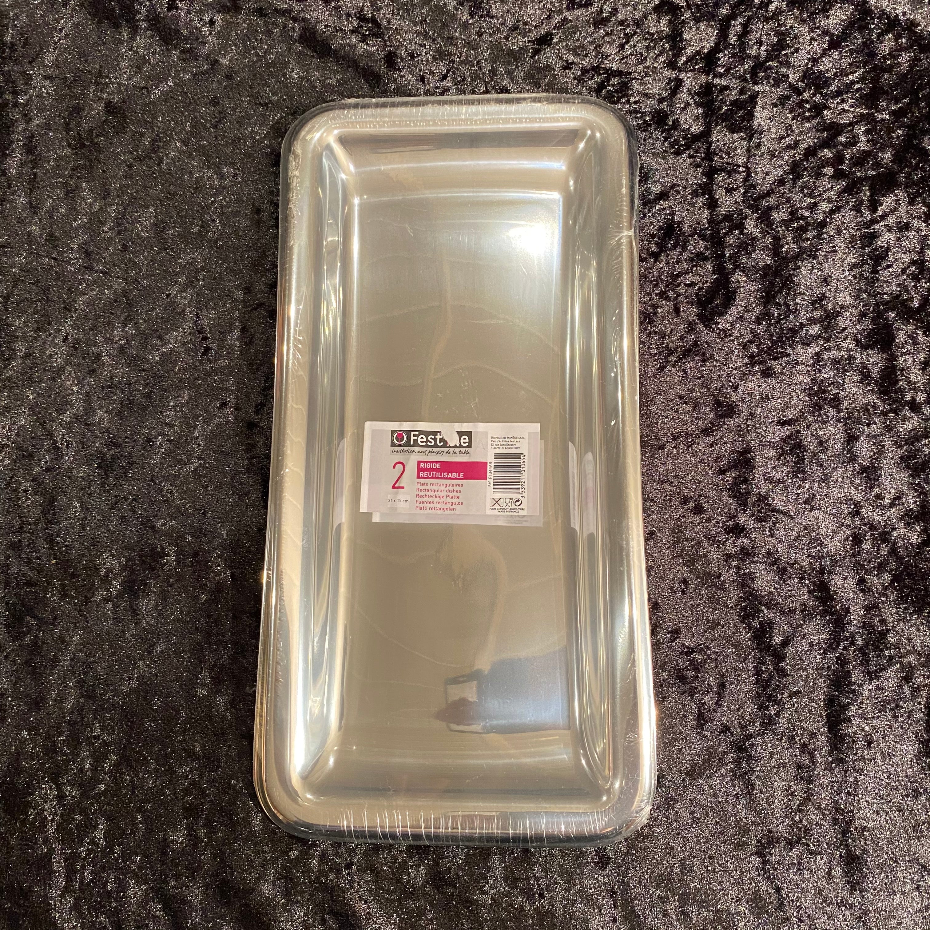 2 plats rectangulaires 31x15cm argent