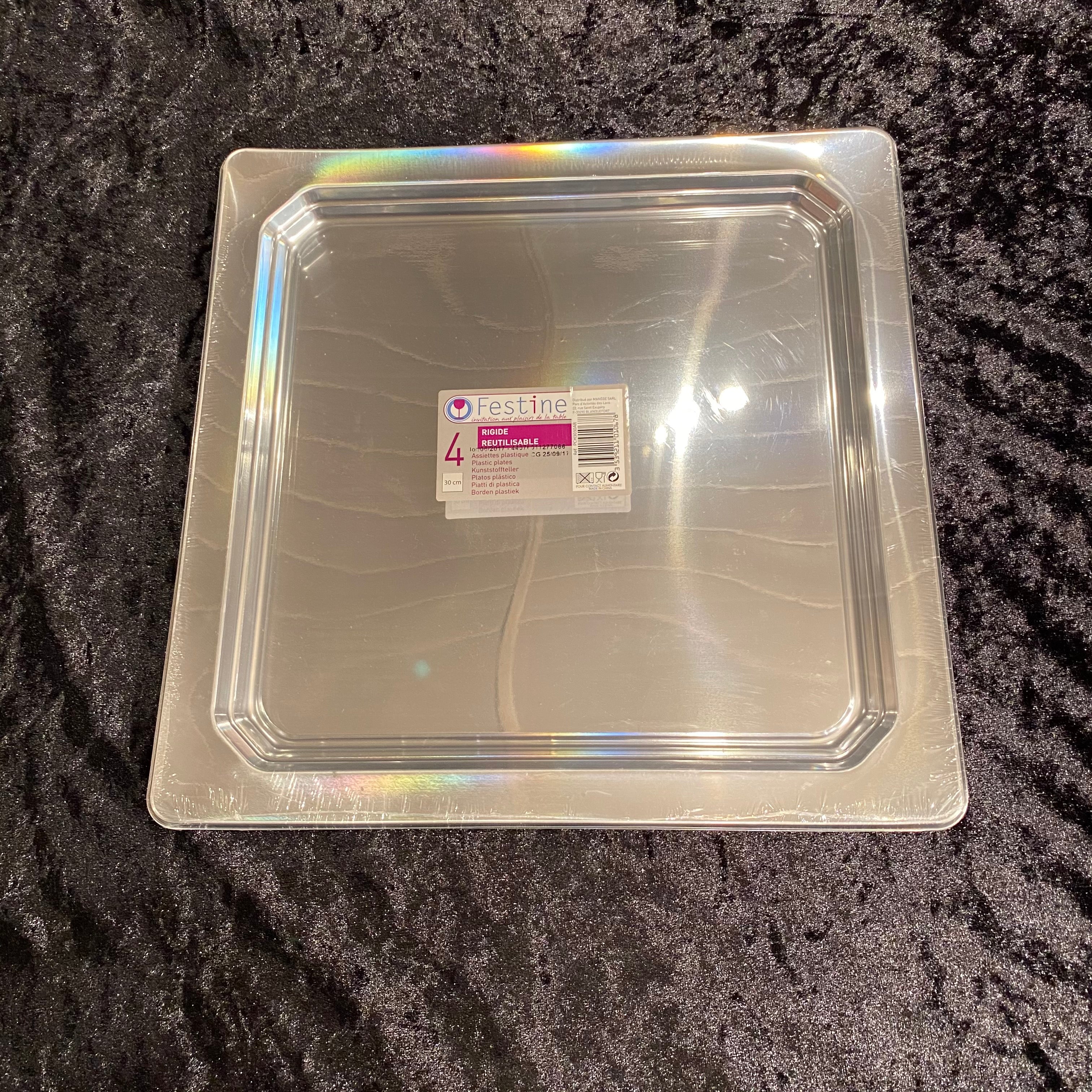 4 plats carrés 30cm argent