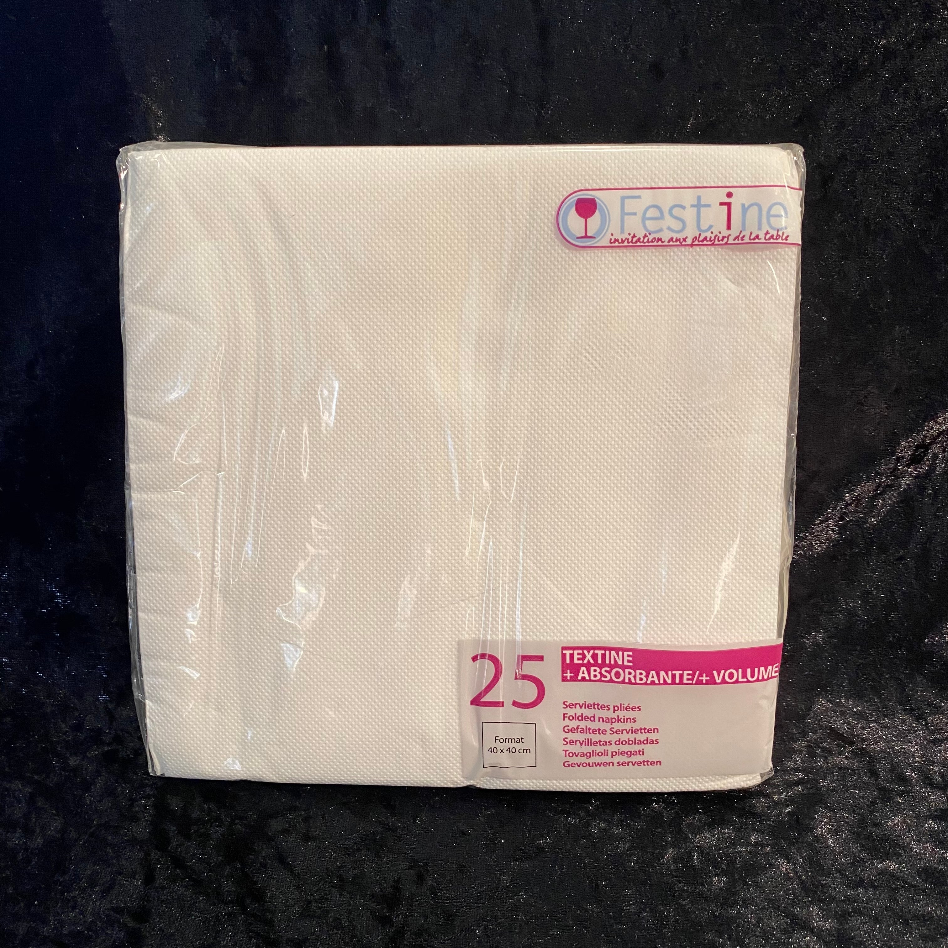 25 serviettes 40x40cm double point blanches